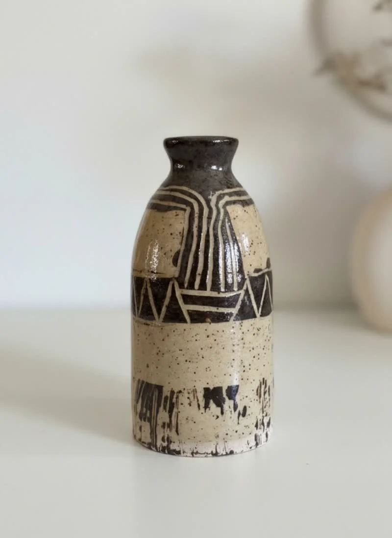 Tribal pattern ceramic vase